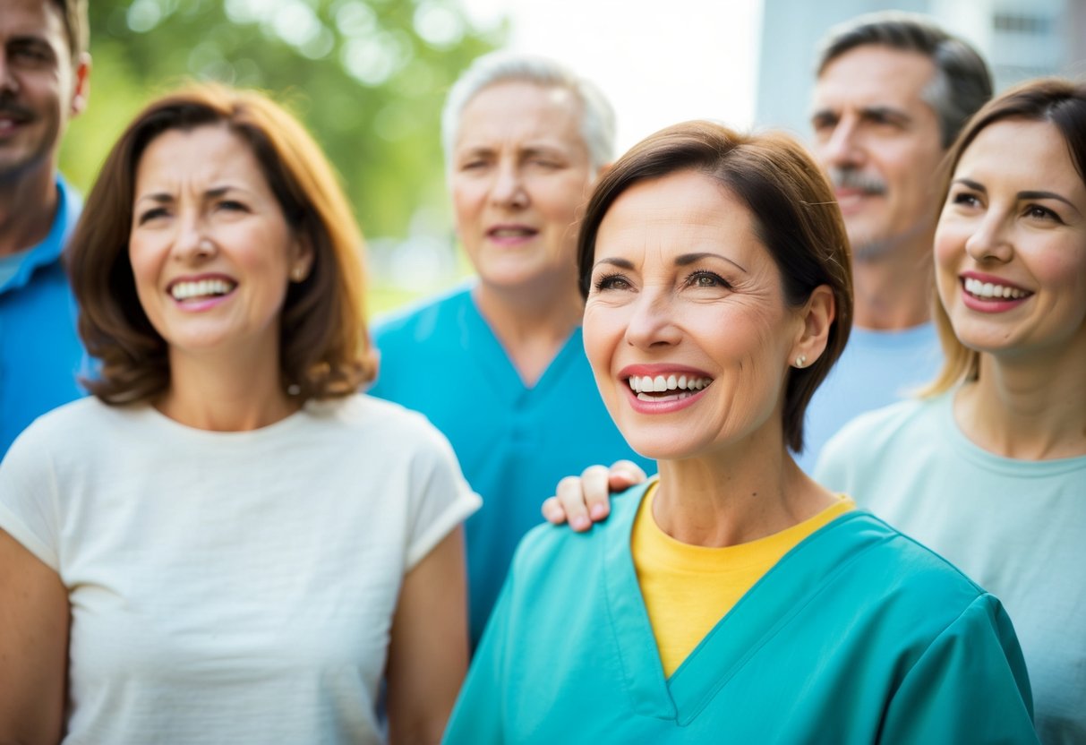 A group of people with decaying teeth and inflamed gums illustrating the impact of poor oral hygiene on public health in Danish is: En gruppe mennesker med rådne tænder og betændte gummer der illustrerer virkningen af dårlig mundhygiejne på folkesundheden