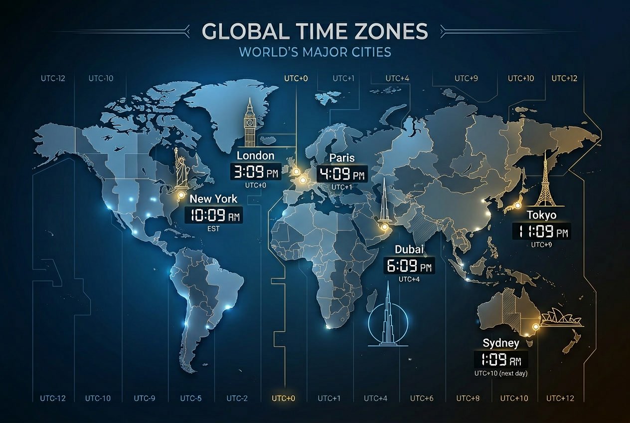 Tidszoner i verdens største byer